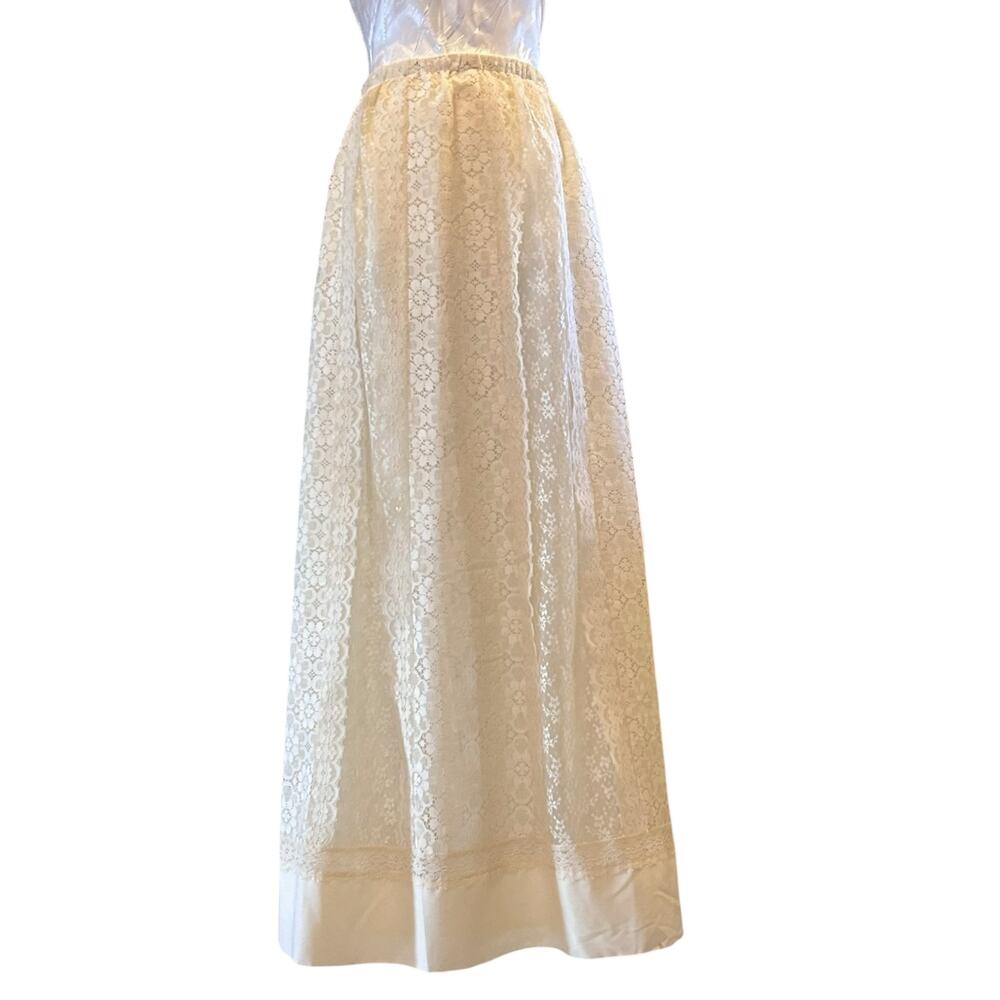 Vintage White Cream Lace Aline Skirt Womens Sz Medium Bridal Boho Ethereal 80s - Picture 16 of 16